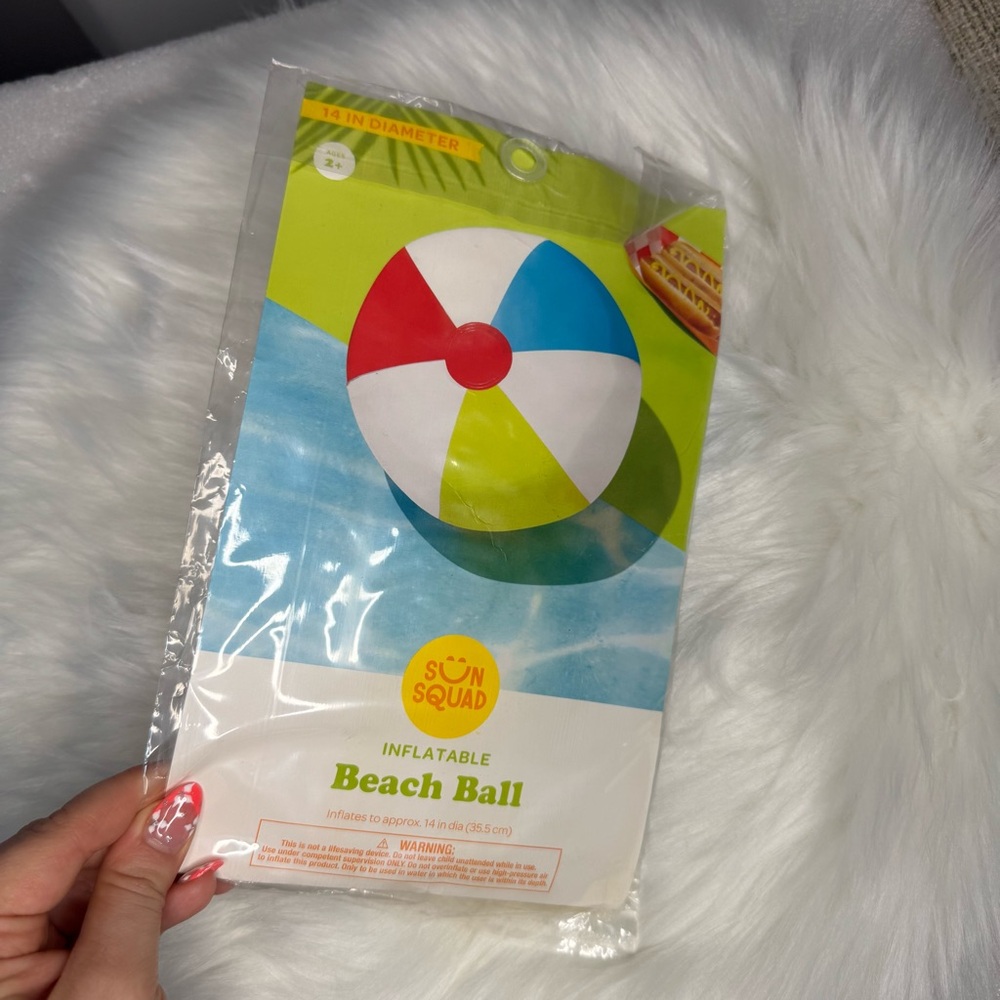 Sun Squad Inflatable Beach Ball - Red, Blue, Green, White